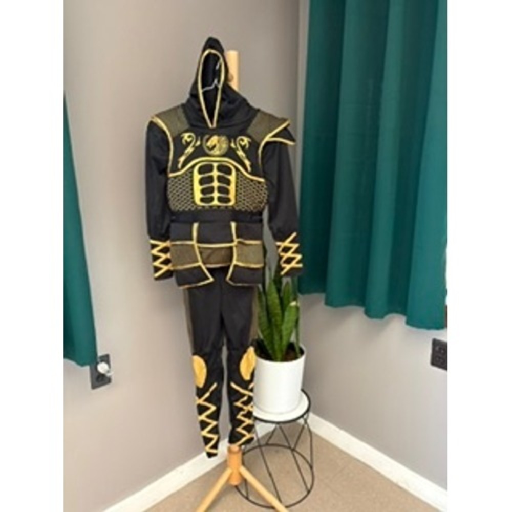 Spooktacular Creations Youth Medium Golden Ninja Halloween Costume Black Gold